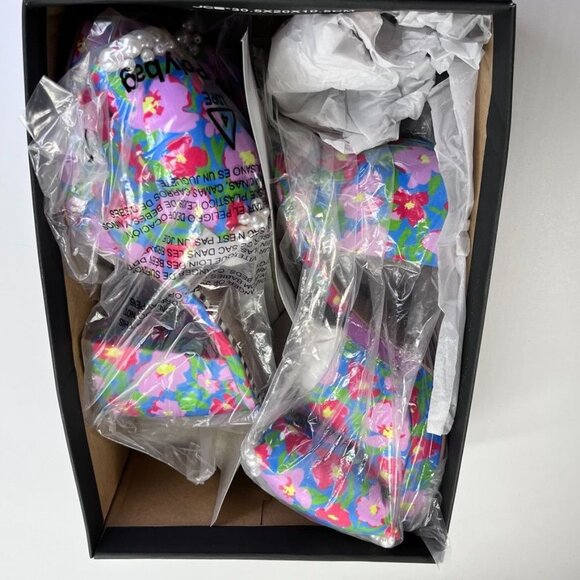 Betsy Johnson Maccie Platform Sandal Womens Size 7 in Blue Multi Floral Pearls - Picture 14 of 15